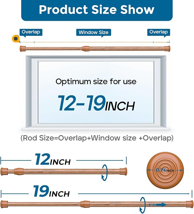 AIZESI Spring Tension Curtain Rod Short Tension Rod - Image 2