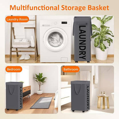 Optish Laundry Basket with Wheels, 90L Rolling Laundry Hamper with Wheels - Image 7