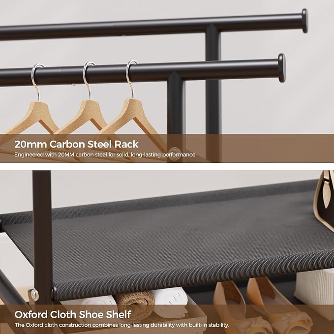 HYSEYY Clothes Rack, Double Rods Rolling Clothing Rack - Image 5