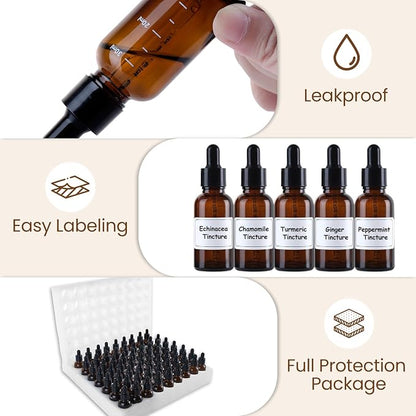 63 Pcs 1oz Amber Glass Dropper Bottles - Image 4