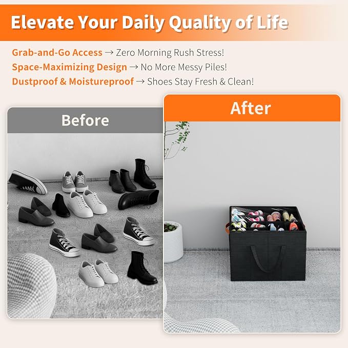 Aokeyee 2 Pack Shoe Organizer for Closet, Foldable Shoe Storage Organizer Box - Image 5