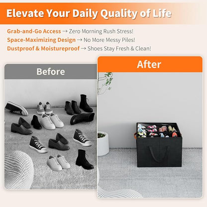 Aokeyee 2 Pack Shoe Organizer for Closet, Foldable Shoe Storage Organizer Box - Image 5