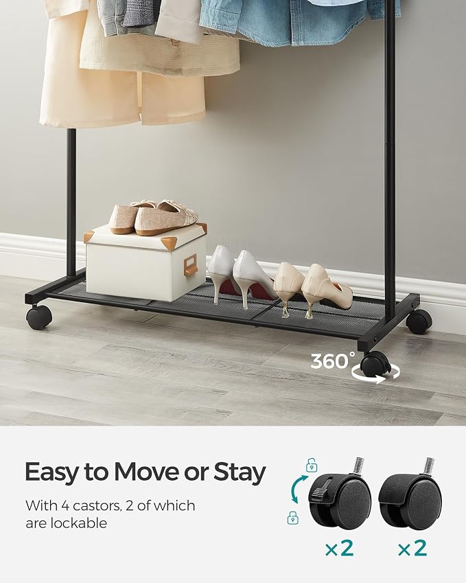 SONGMICS Clothes Rack with Wheels, Clothing Rack - Image 4