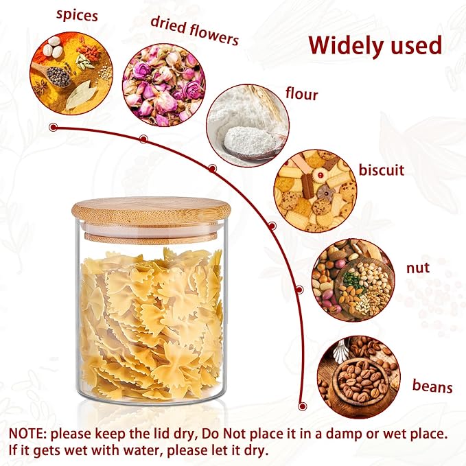 SLifeJars - Glass Jars with Bamboo Lids 16 oz, Bamboo Lid Jar - Image 5