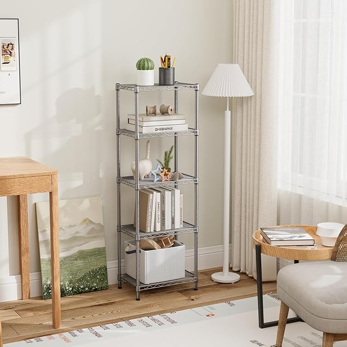 Small 5 tire Shelves Storage Wire Shelving Unit Metal Shelf Adjustable - Image 2