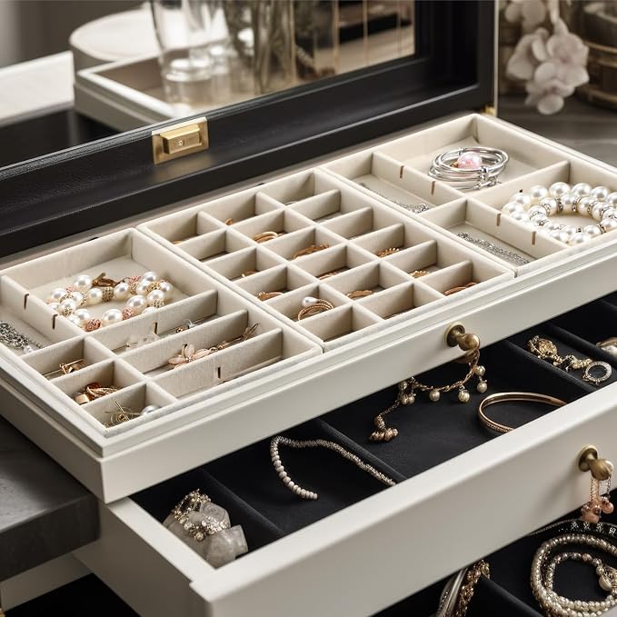 Highergo 8 Pcs Velvet Jewelry Trays Stackable Drawers Organizer Ring Earring - Image 5