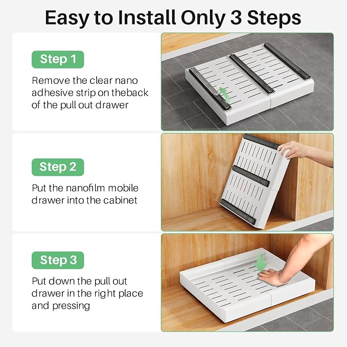 Pull out Cabinet Organizer, Expandable Heavy Duty Slide out Drawers Fixed - Image 8