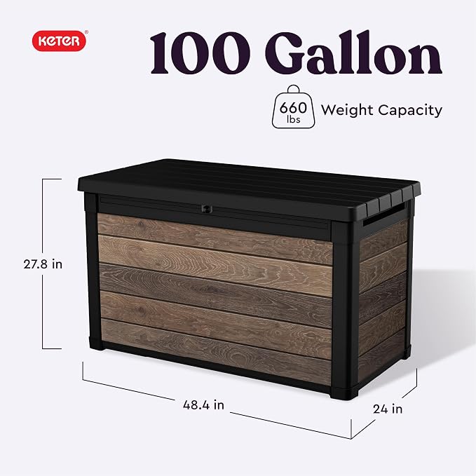 Keter Walnut 100 Gallon Resin Deck Box-Organization and Storage - Image 2