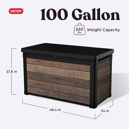 Keter Walnut 100 Gallon Resin Deck Box-Organization and Storage - Image 2
