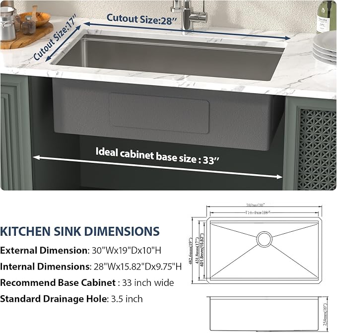 Lordear 30 Inch Undermount Kitchen Sink Workstation 16 Gauge Stainless Steel - Image 4