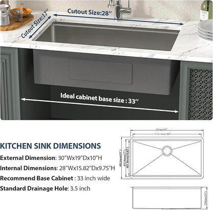 Lordear 30 Inch Undermount Kitchen Sink Workstation 16 Gauge Stainless Steel - Image 4