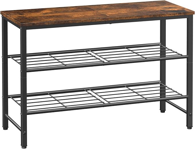 Kitsure Shoe Rack for Closet, Rustic Brown Shoe Organizer by Kitsure