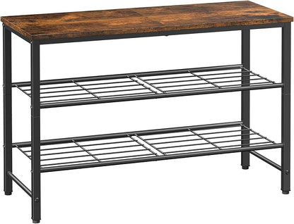 Kitsure Shoe Rack for Closet, Rustic Brown Shoe Organizer by Kitsure