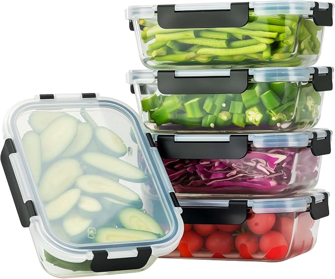 5-Piece Set, 36 oz Glass Meal Prep Containers - Image 2