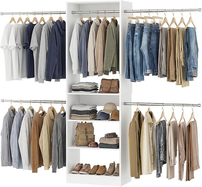 Homieasy Closet System, 4.5-11.5 Ft Expandable Closet Organizer, Walk-in Wood by Homieasy