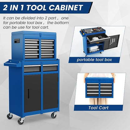 Goplus Rolling Tool Chest, 5-Drawer Tool Box Organizer w/Lockable Wheels & - Image 4