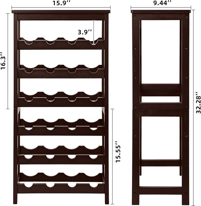 VASMIA Wine Rack Free Standing Floor, 6-Tier Display Wine Storage Shelves - Image 7