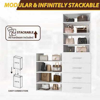 25.5" Wide 4 Drawer Tower Modular Closet System, Closet Storage Organizer - Image 4