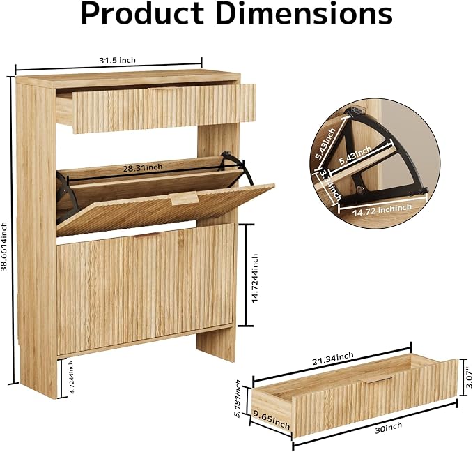 Fluted Shoe Cabinet Storage - Image 2