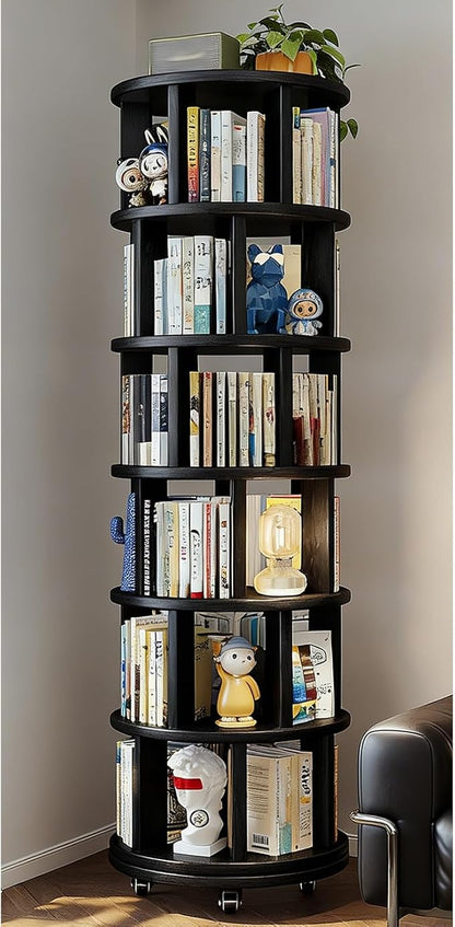 Rotating Bookshelf Tower 2/3/4/5/6 Tier Wood Rotating Bookshelf Wooden Book by Unknown