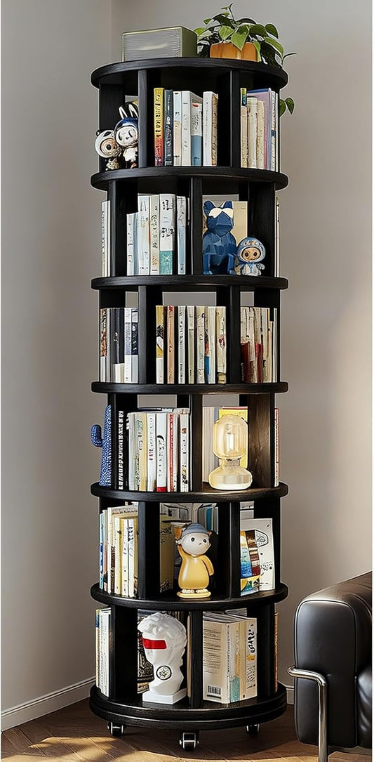 Rotating Bookshelf Tower 2/3/4/5/6 Tier Wood Rotating Bookshelf Wooden Book by Unknown