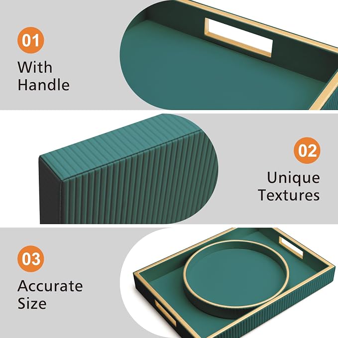 SANZIE Leather Tray Desktop Storage Organizer Premium Serving Tray Decorative - Image 4