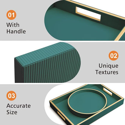 SANZIE Leather Tray Desktop Storage Organizer Premium Serving Tray Decorative - Image 4