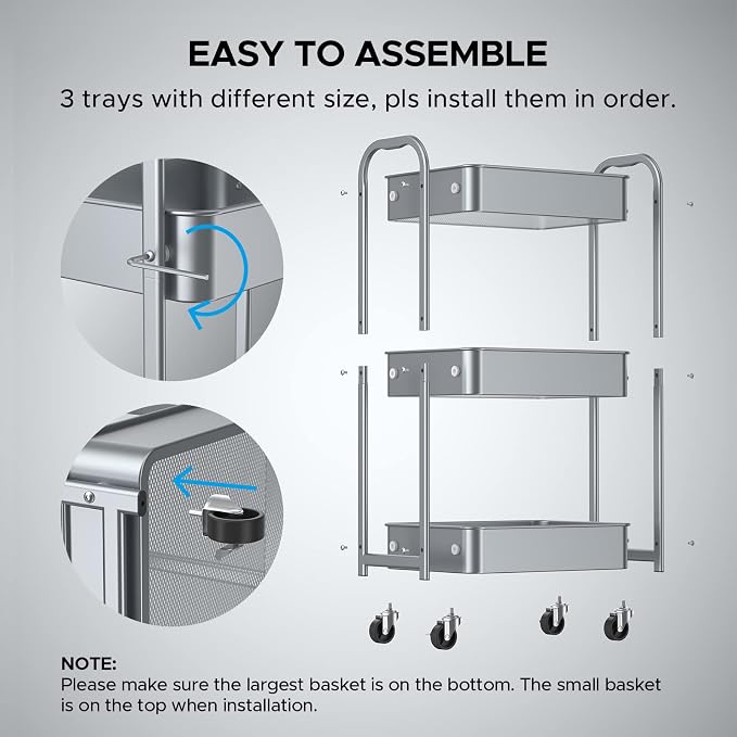 MAX Houser 3-Tier Rolling Utility Cart - Image 6