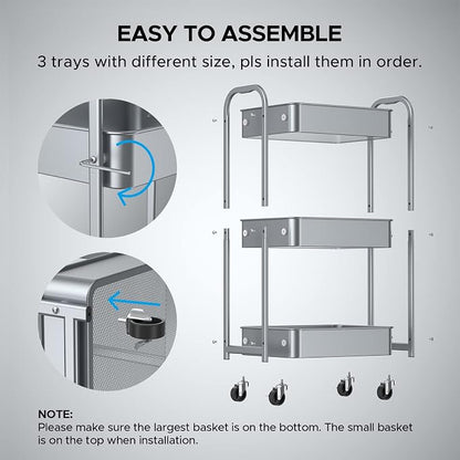 MAX Houser 3-Tier Rolling Utility Cart - Image 6