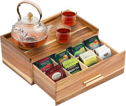 Tea Bag Organizer, Acacia Wood Tea Organizers and Storage Box, Tea Bag Holder by RANXFLOAT
