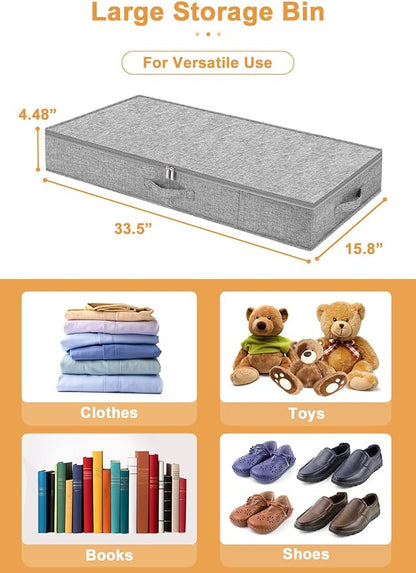 punemi Under Bed Storage Containers, 2 Pack 4.5 Inch Tall Low Profile Underbed - Image 5