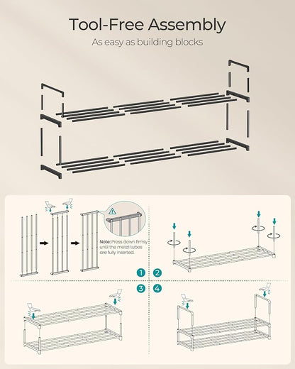 SONGMICS Shoe Rack, 2-Tier Shoe Organizer, Metal Storage Shelf, Upright or - Image 5