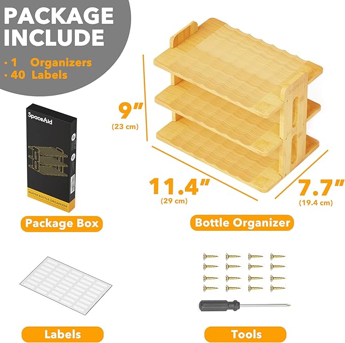SpaceAid Bamboo Water Bottle Organizer - Image 5