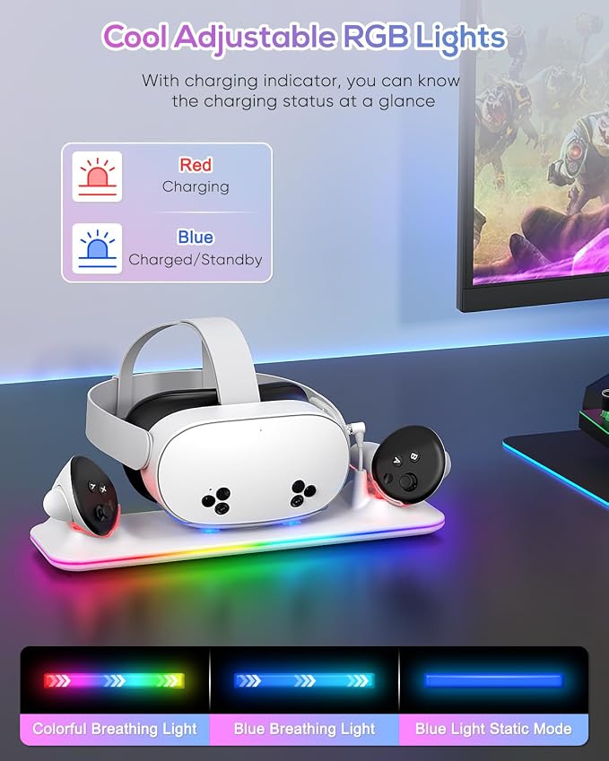 Charging Dock for Meta Quest 3S/3, Kinwin PD 18W Fast Charging Station for - Image 4