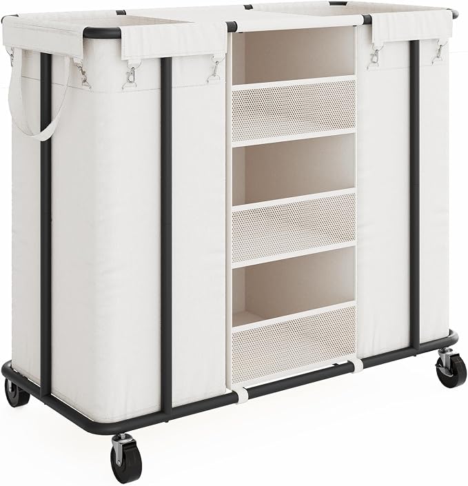 WOWLIVE Laundry Sorter 2 Section 200L Rolling Laundry Hamper by WOWLIVE