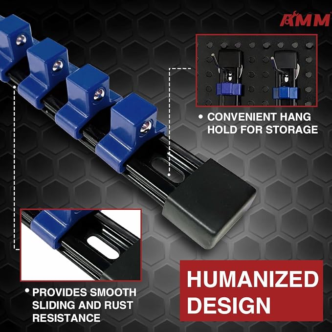AMM 9-Piece Socket Organizer, 1/2 inch, 3/8 inch and 1/4 inch Drive ABS - Image 4