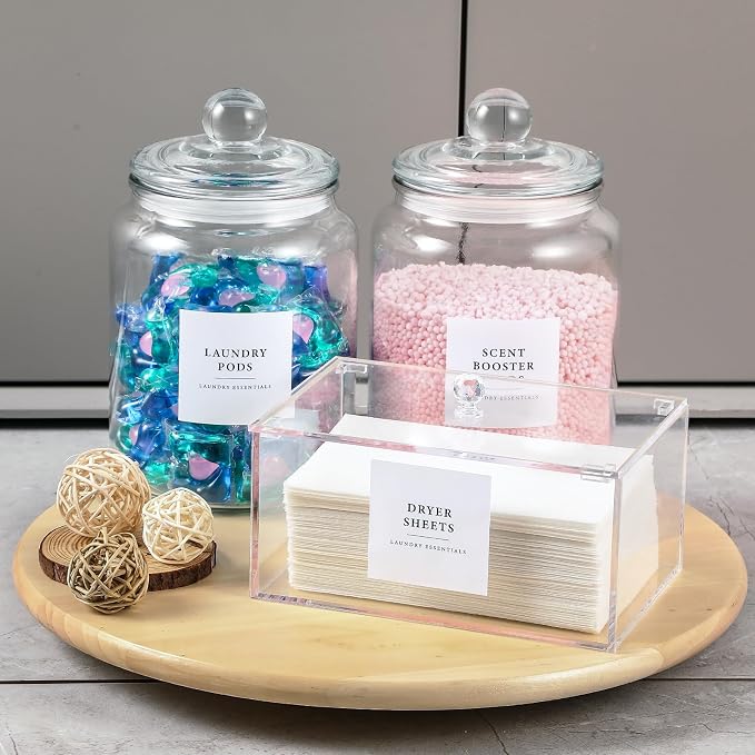 Glass Jars and Dryer Sheet Holder, Dispenser Set - Image 4