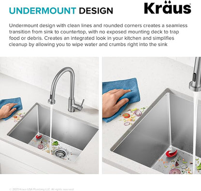 Kraus KHU101-24L Standart PRO 24-inch Undermount 16 Gauge Single Bowl Laundry - Image 9