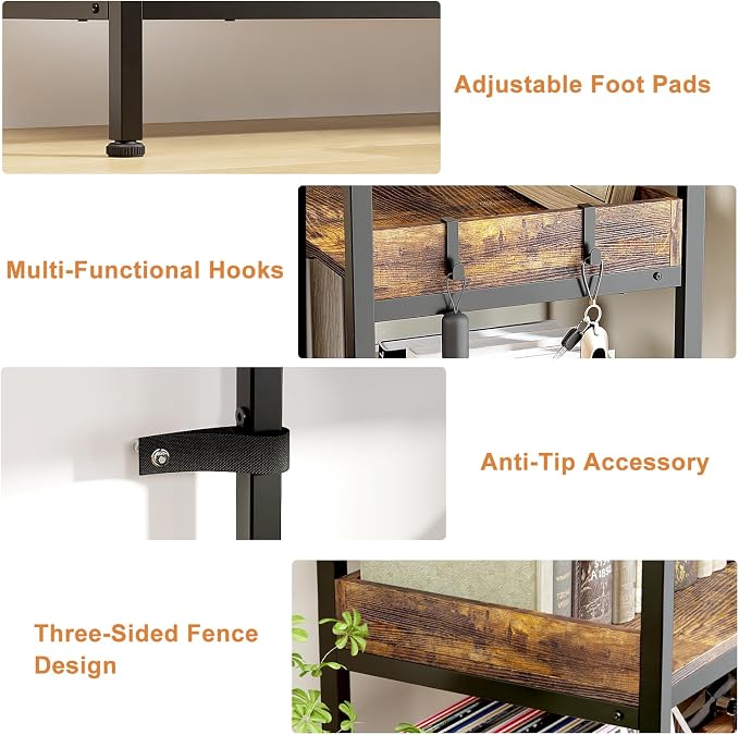 KOUSEI Bookshelf 5-Tier, L-Shaped Reversible Corner Bookshelf, Home Office - Image 7