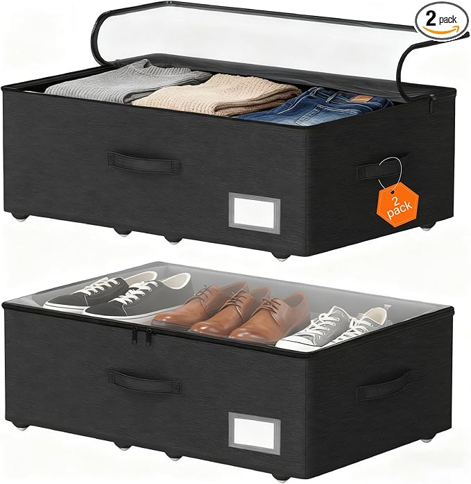 Under Bed Storage with Wheels, No Assemble Required 10 inches Height, Rolling by Unknown