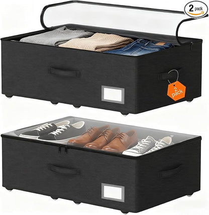 Under Bed Storage with Wheels, No Assemble Required 10 inches Height, Rolling by Unknown