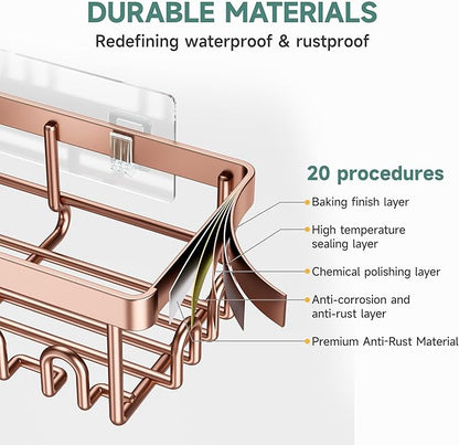 Veken Shower Caddy 6-Pack, No Drilling & Rustproof, Waterproof Adhesive Shelves - Image 4