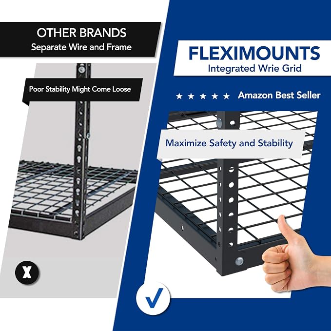 FLEXIMOUNTS 3x8 Overhead Garage Ceiling Storage Rack, Adjustable Garage - Image 4
