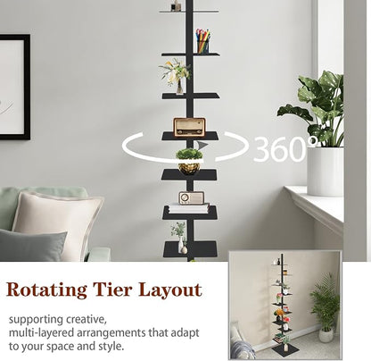 9 Tier Metal Spine Bookshelf Tower, Adjustable Vertical Tower - Image 5