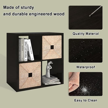 CTESNE【2026 Wooden Thick Frame 4 Cube Storage Organizer Shelf - Image 4