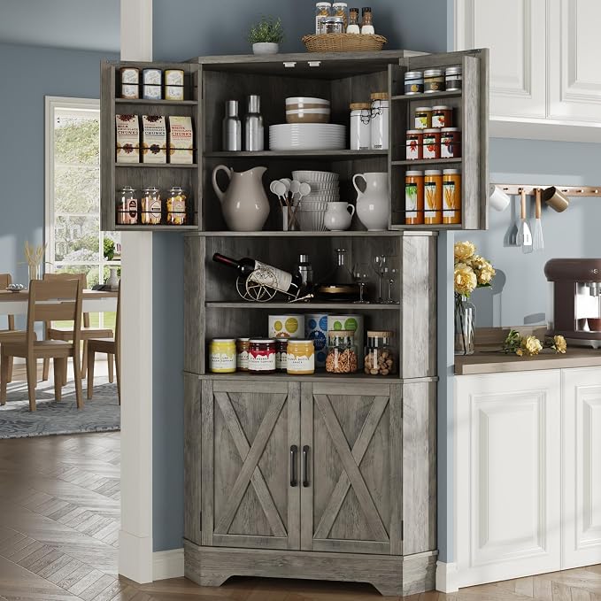 Corner Cabinet, 6-Tier Corner Food Pantry Hutch by Befrases