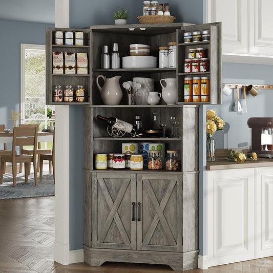 Corner Cabinet, 6-Tier Corner Food Pantry Hutch by Befrases