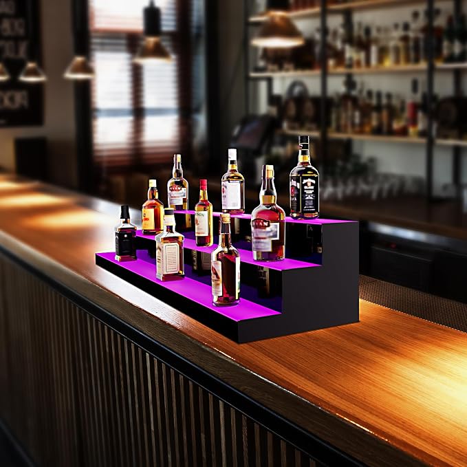 VEVOR LED Lighted Liquor Bottle Display Shelf, 3 Tiers 60 Inches, Supports USB - Image 8