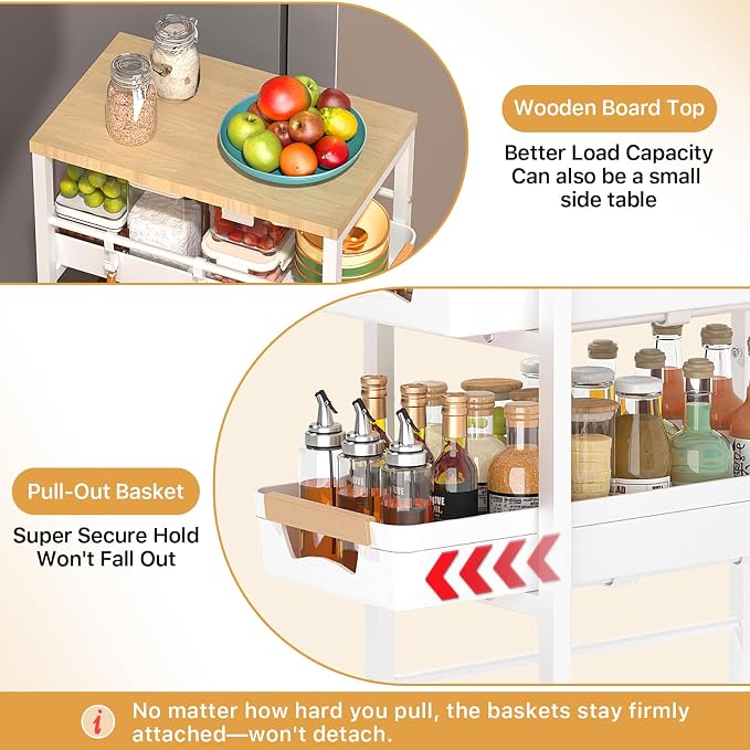 SUNALLY Slim Storage Cart with Wheels, Narrow Kitchen Rolling Cart, Storage - Image 2