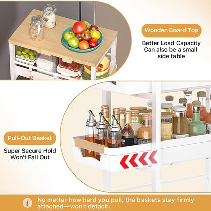 SUNALLY Slim Storage Cart with Wheels, Narrow Kitchen Rolling Cart, Storage - Image 2